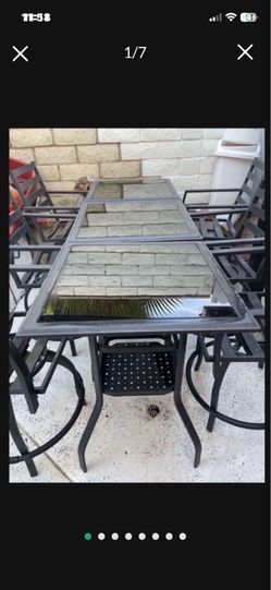 Outdoors Aluminum 6 Person Table W Dark Glass  Was $1,100 +tax