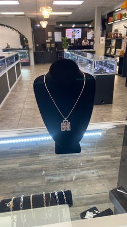 Silver Chain Necklace with Greek Key Pendant