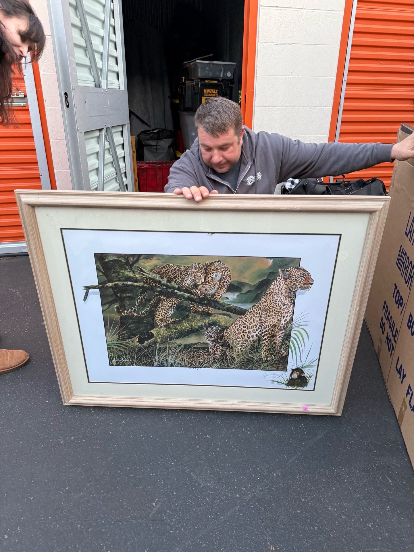 Signed Jason Hunt Framed Leopard & Chimpanzee Wildlife Print