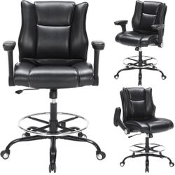 Tall Drafting Chair w/ Footrest Ring & Armrests Comfortable & Adjustable (Never Used)