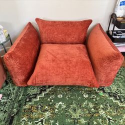 Chenille Single Accent Chair Deep Seat Couches, 50" Plush Sofa for Small Spaces
