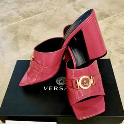 Versace Pink Mule with Gold Logo Women’s Shoes
