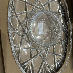 Mikasa Crystal Roxborough Chip and Dip Set New in Box 15" 809/560 Germany