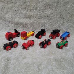Vintage Brio Wooden Railway Magnetic Train Lot of 9 Kids Play Toys.
