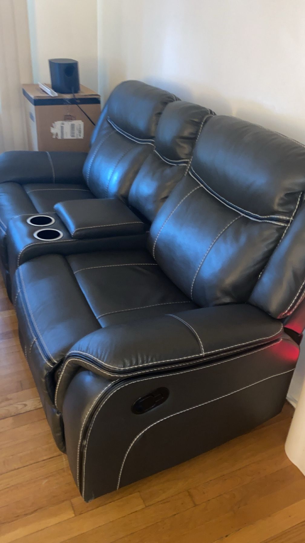 2 Piece Grey Leather Couches