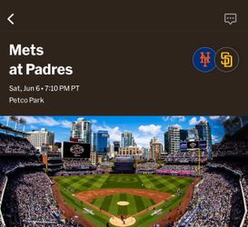 Selling 2 tickets Padres VS Mets