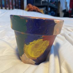 Multicolored Painted Flower Pot