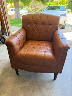 Brown Faux Leather Accent Chair