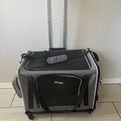 Extra Large Cat Carrier with Wheels and Litter Box, 24"x17"x17" great for travel