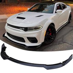 WildWell Front Bumper Lip Splitter for Dodge Charger SRT Hellcat Scat Pack Daytona RT 2015-2024, Front Lip Spoiler, Air Chin Body Kit Without Wide Bod