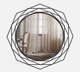23 In Decorative Mirror Bathroom Round Mirrors Circle Wall Mirror Geometric Metal Frame Round Mirrors for Bedroom, Living Room, and Dining Room Wall D
