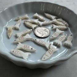 Carved Bone Fish Fetish Beads 