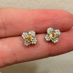 Silver Earrings Citrine 