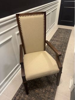 High-Back Upholstered Armchair with Nailhead Trim