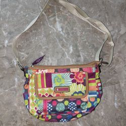 LILY BLOOM FLORAL MULTICOLORED SHOULDER CROSSBODY PURSE - PREOWNED