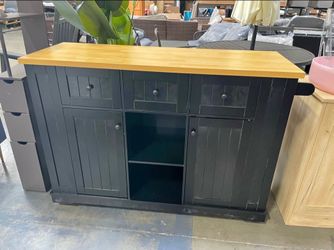 Assembled New Rolling Kitchen Cart with Storage and Drop Leaf 53" Kitchen Island on 5 Wheels