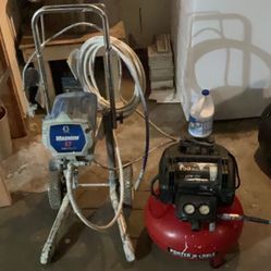 Graco Magnum X7  Trueairless  Paint Sprayer. And Hose.  And A. Porter Cable.Air compressor 