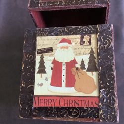 Vintage Santa Wooden Box