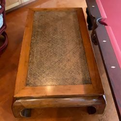 Exotic hardwood table from Indonesia with beautiful inlay surface