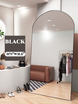 Arched Full Length Mirror, L71in. W31.5in. Floor Mirror with Stand, Arched Wall Mirror Full Length, Large Standing Mirror Full Length, Wall-Mounted Mi