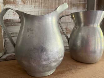 Vintage Rustic Aluminum Water Pitchers lot