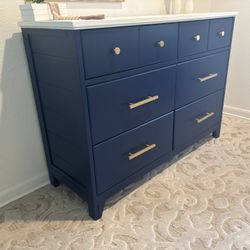Modern Navy Blue Dresser | Gold Hardware | Clean Look