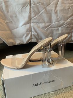 Clear block heels - size 9