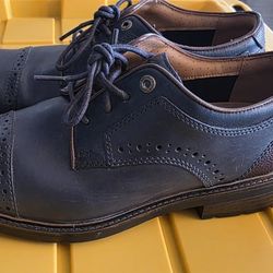 Clarks Unstructured Leather Cap Toe Oxfords Men’s 11.5 – Navy Blue