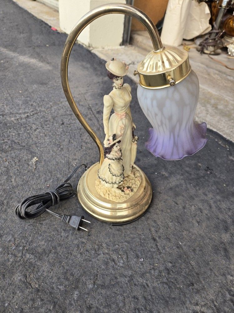 Vintage Verstella Flower Shade Mother And Daughter 3-way Brass Touch Lamp. RARE