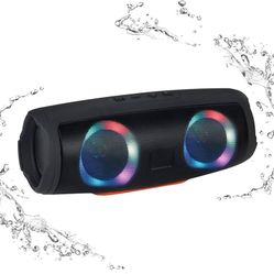 Portable Bluetooth Speakers, IPX5 Waterproof Wireless Speaker with Colorful Flashing Lights, Bluetooth 5.0, 3D Stereo Sound, Pairing for Outdoor, Home