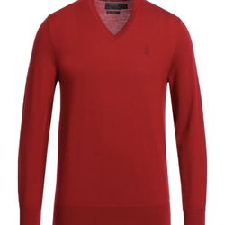 Polo Ralph Lauren Washable Merino Wool V-Neck Sweater Red