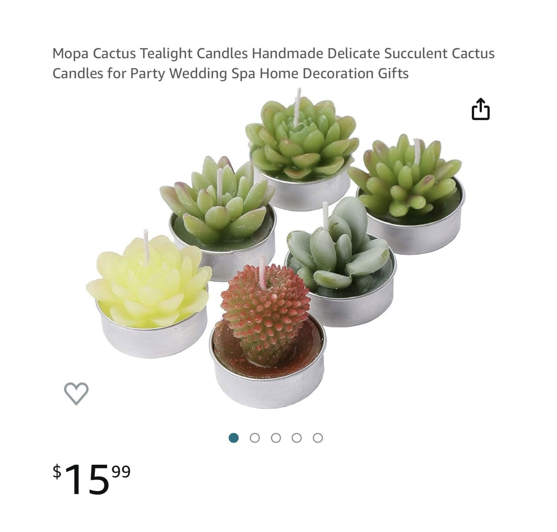 Brand new Cactus Tealight Candles Handmade Delicate Succulent Cactus Candles for Party Wedding Spa Home Decoration Gifts  Quantity: 6 pieces candles i