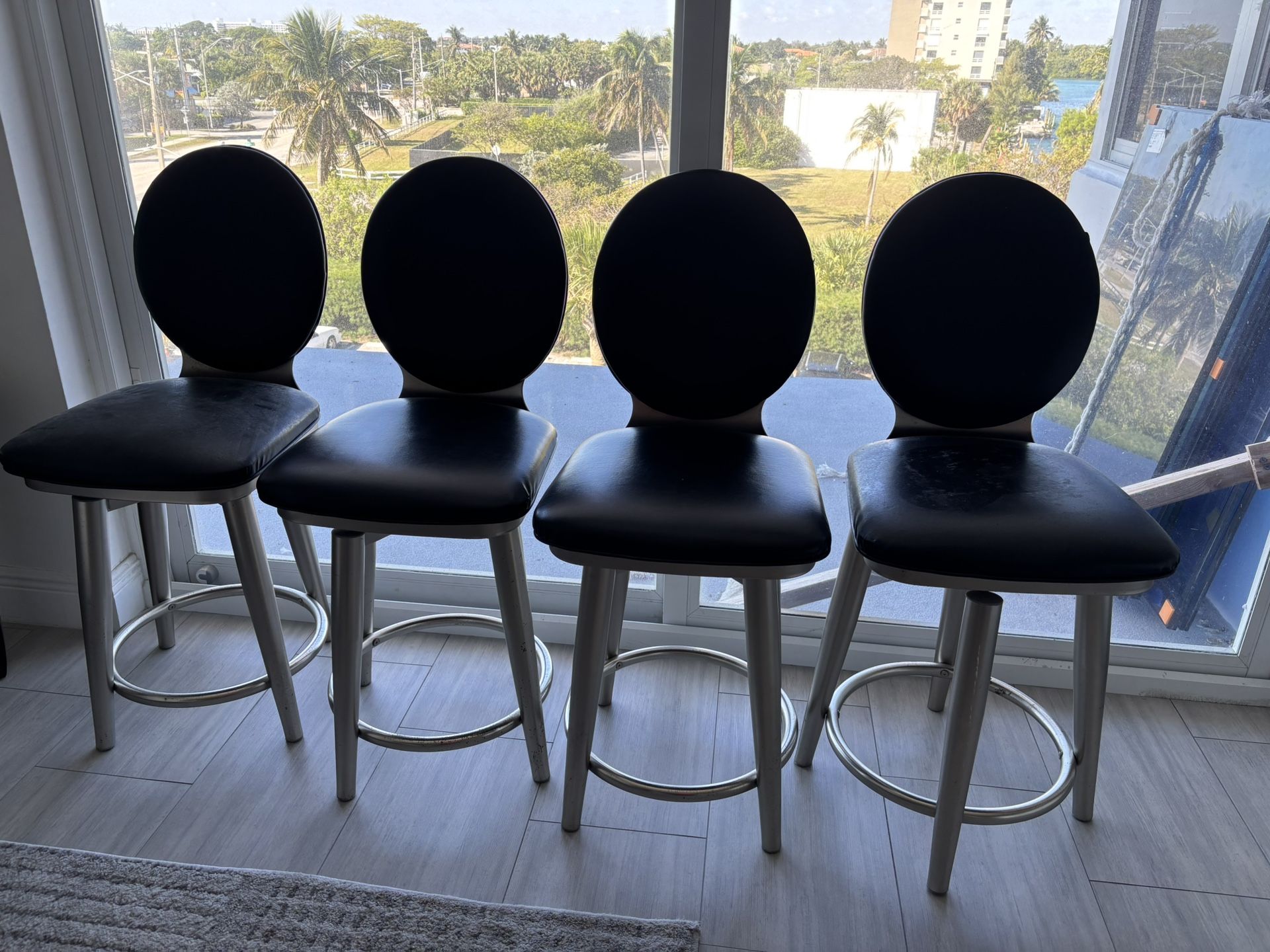 Brushed Nickel Black Bar Stools