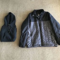 Beautiful Like New SportCaster Black Gray Puffy Mens Down Jacket Medium Black Fruit Of The Loom Hoodie M