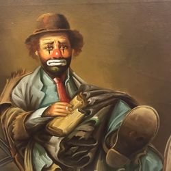 Canvas Painting Sad Clown By Hoppin
