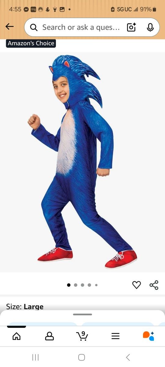Sonic The Hedgehog Costume