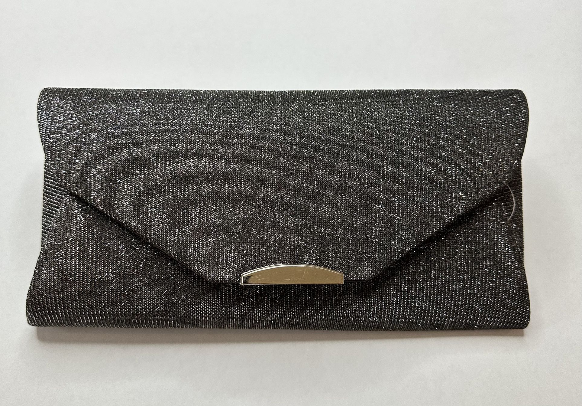 Metallic Silver Fabric Clutch Purse