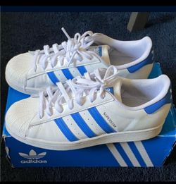 Adidas Superstar Sneakers White Blue Stripes