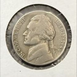 1946 Jefferson Nickel No Mint Mark.