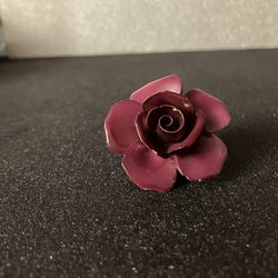 Vintage Porcelain China Mauve Rose Brooch Gold Base
