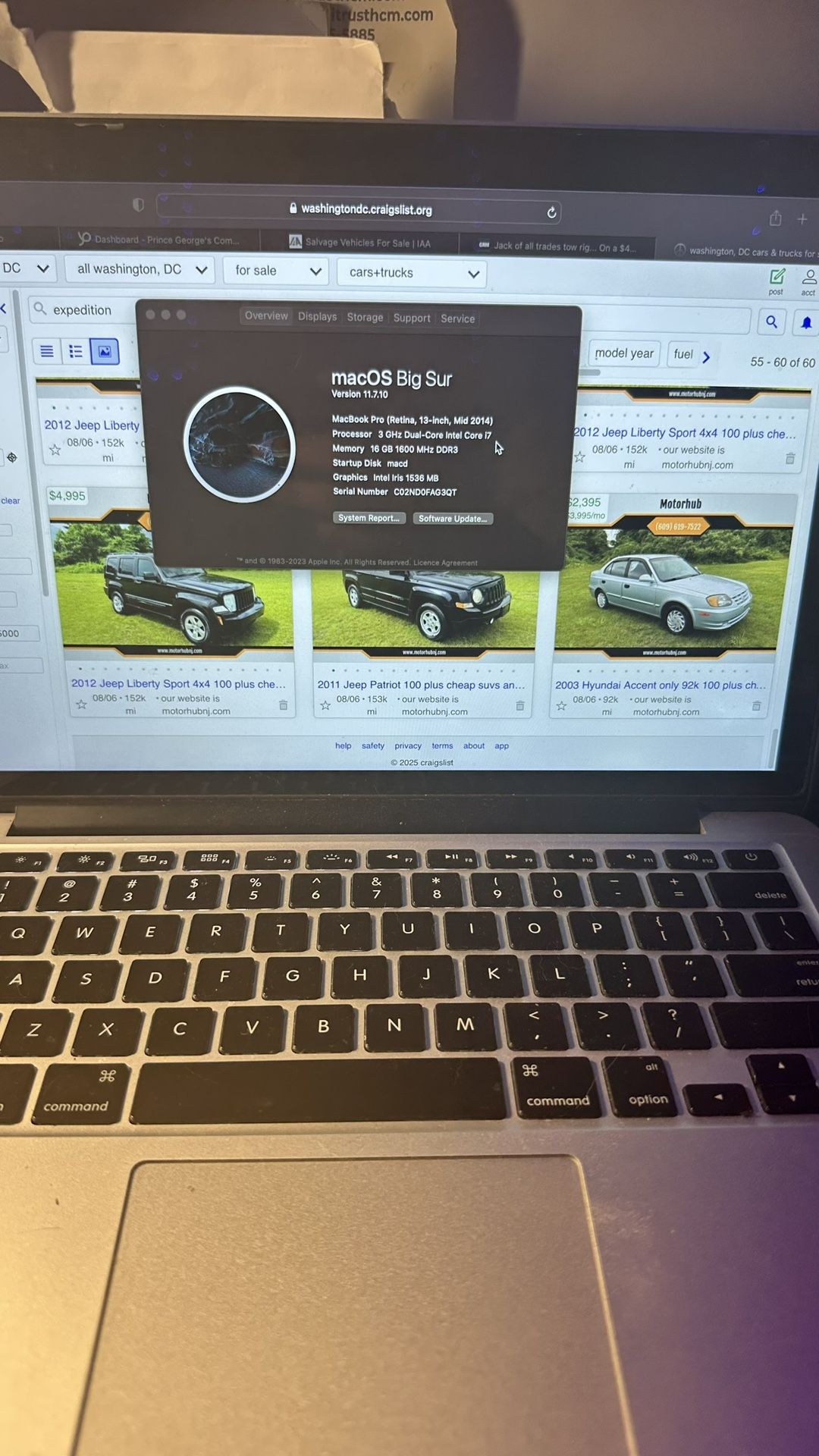 MacBook Pro 16gb Ram i7 500gb