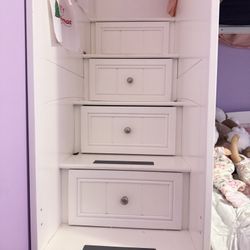 Top Part Of White Bunk Bed With Built In Drawers And Desk. Mattress 