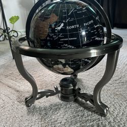 World Gemstone Black Onyx  Desk Top Globe