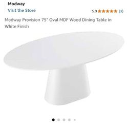 Brand New Oval White Dinning Table-75"