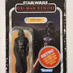 RETRO KENNER CARD.  STAR WARS RETRO COLLECTION.  OBI-WAN KENOBI.  THE DARK TIMES.  DARTH VADER 3.75 " ACTION FIGURE. 