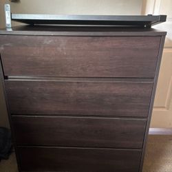 Dresser, Desk, And Shelves.