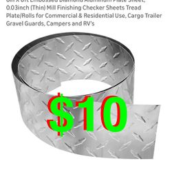 6in X 8ft Embossed Diamond Aluminum Plate Sheet, 0.03inch (Thin) Mill Finishing Checker Sheets Tread Plate/Rolls for Commercial & Residential Use, Car