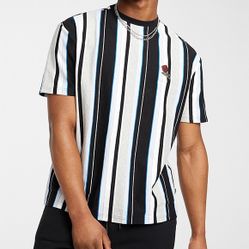 Simons DJAB Striped Embroidered T- Shirt Sz S