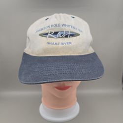 Vintage Jackson Hole Wyoming Whitewater Raft Snake River Adjustable Hat