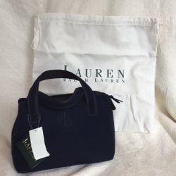 Ralph Lauren Navy Blue Wool Handbag